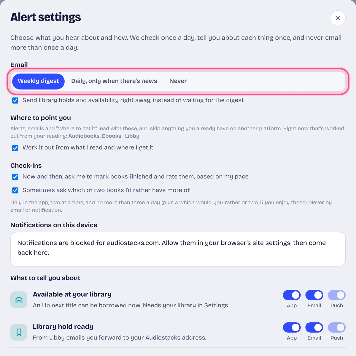Pick how often email comes