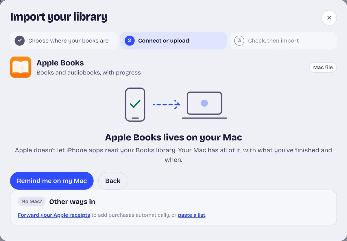 Open Import, then Apple Books