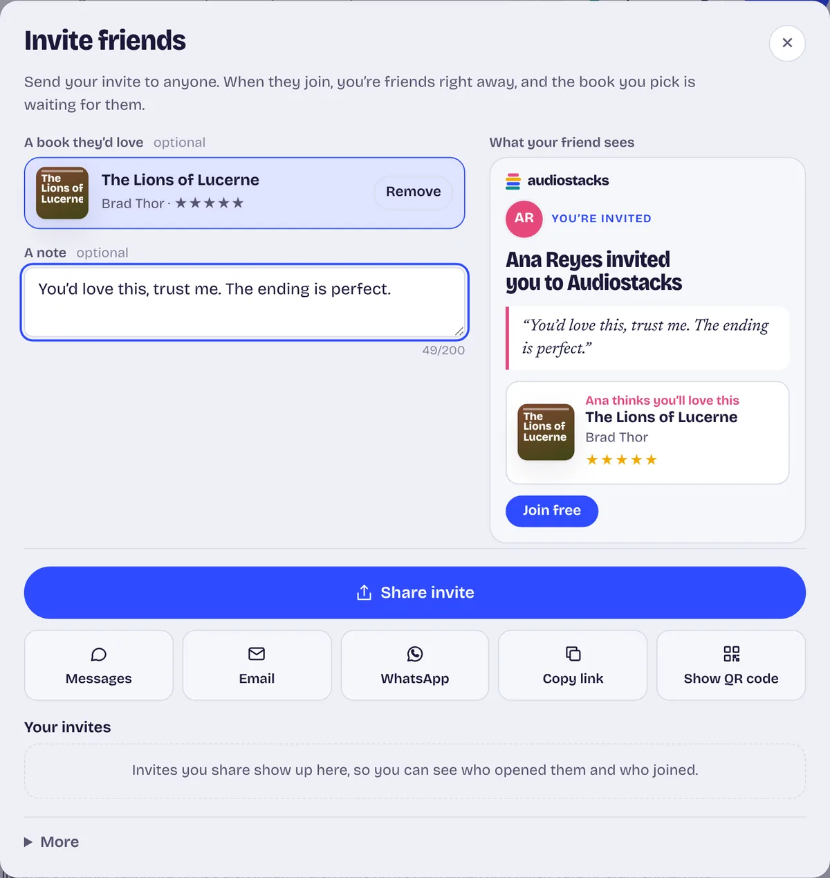 Add a book and a note, if you like