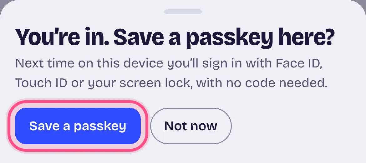 Save a passkey here