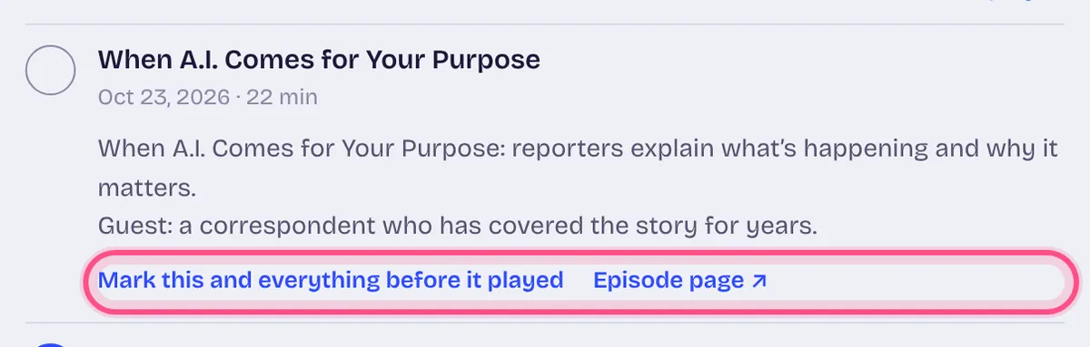 Tap an episode for more